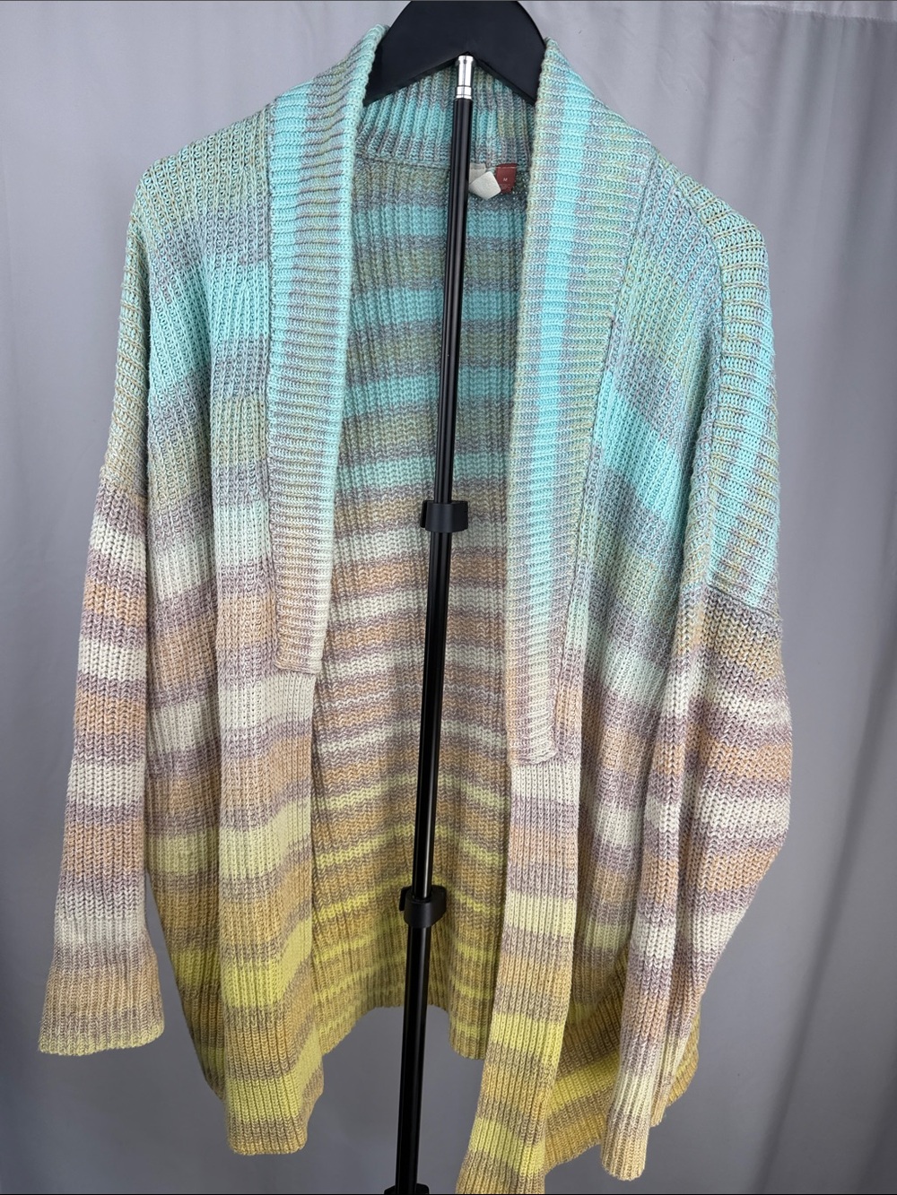 Anthropologie Pilcro Ombré Striped Cotton Open Front Cardigan Sweater M